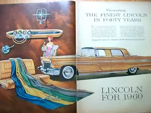 1960 60 Lincoln 4-dr Coupe 2-page large magazine car ad- Huge! - Picture 1 of 1