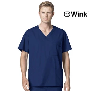 Men's Medical Scrub Top - Loose Fit, V-Neck, 3 Pockets, Durable Poly/Cotton - Picture 1 of 16
