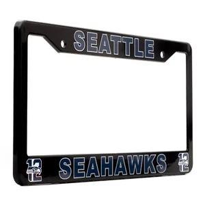 Seattle Seahawks Black License Plate Frame Cover - EliteAuto3K - Picture 1 of 8