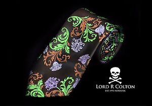 Lord R Colton Masterworks Tie - Positano Brown Floral Silk Necktie - New