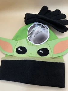 Star Wars Baby Yoda Beanie Style Hat & Gloves Set Youth Kids One Size Fits Most - Picture 1 of 12
