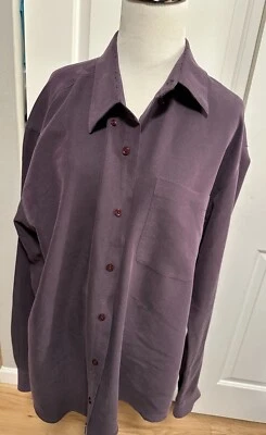 Haggar Enterprise Purple Mens Button Down Dress Shirt XL modern shape and fit - Image 1 of 4