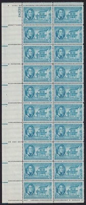 Scott #996 Indiana William Henry Harrison Plate Block of 20 Stamps - MNH - Image 1 of 2