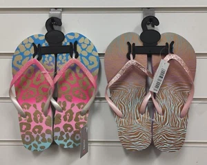 Ladies Blue Pink Glitter Strap Summer Beach Flip Flop Slippers UK Size 3-8 - Picture 1 of 6