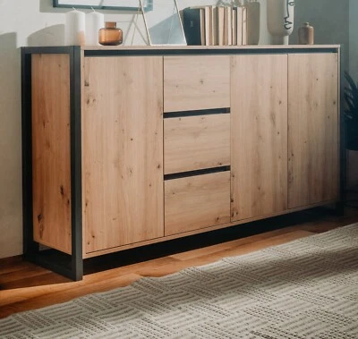 Sideboard Eiche Artisan Anthrazit Industrial Look Anrichte Kommode 160 cm Malta - Bild 1 von 4