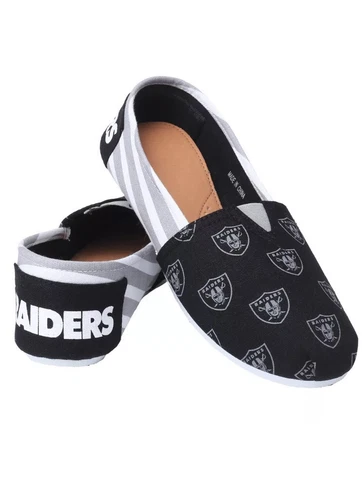 NFL Oakland Raiders Ladies Canvas Stripe Shoes Slippers Cover