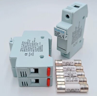 SolarLock PV-Sicherungshalter 1P 2P 10x38 Sicherung 10A 15A 20A 25A 32A /1000VDC
