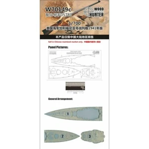 Cubierta de madera Hunter W70149 1/700 USS CALIFERIA BB-44 1941 PARA TROMPETISTA 05783 - Imagen 1 de 1