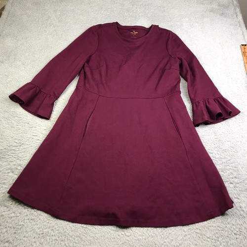 Abito donna Kate Spade manica a ponte con volant XL ciliegia profonda aderente e svasato girocollo