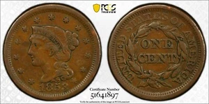 PCGS XF40 1853 Braided Hair Large Cent Extra Fine - Picture 1 of 3
