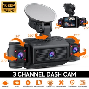 3-Kanal 1080P Dashcam DVR Auto kamera Vorne und Innen Parküberwachung Nachtsicht - Bild 1 von 10