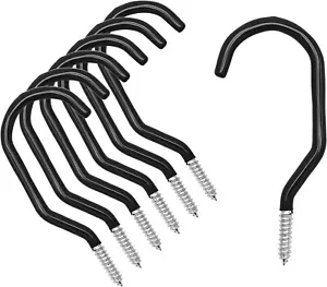 Bike Storage Hooks Bicycle Mounted Large Screw Wall Ceiling Mount Black 6 Pcs - Picture 1 of 7