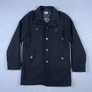 Rebel8 Jacket Mens Large Wool Blend Coat Black Grunge Skater Military Long - Picture 1 of 14