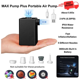 Portable Air Pump, 3600mAh, USB Rechargeable, Quick Inflate &Deflate Pool Floats - Picture 1 of 7