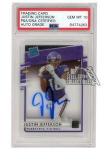 Justin Jefferson 2020 Chronicles Clearly Donruss RC Auto Card #RR-JUJ PSA/DNA 10
