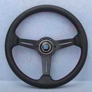 Nardi 14inch Black Lightweight Leather Sport Steering Wheel Drift SteeringWheel - Picture 1 of 11