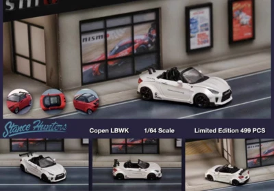 SH 1:64 White LBWK Copen GTR Convertible Sports Model Diecast Metal K Car - Image 1 of 4