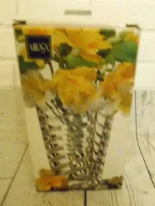 Vintage Art Deco Mikasa Angles 7" Rectangular Cut Ridges Glass Vase Box - Picture 1 of 6