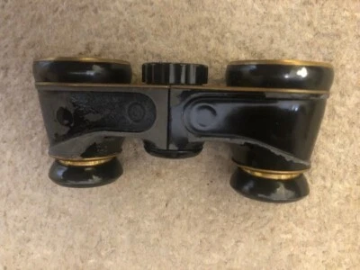 Vintage Theatre or Opera Glasses Brass and Leather Adjustable with Leather Case. - Image 1 of 4