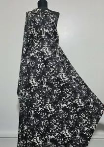 Dressmaking Fabric Black Grey Ecru Floral Printed 55" Wide 2 Way Stretch - Picture 1 of 6