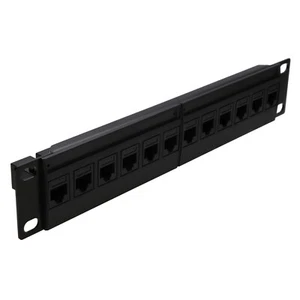 Cat6 RJ45 10 inch Pass Through Patch Panel 12 Port Rack Mountable MINI SOHO 1U - Afbeelding 1 van 9