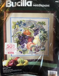 Vintage 1992 Bucilla 4666 ARRAY OBST Nadelstich Kit 14x14 von Barbara Baatz Neu - Bild 1 von 9