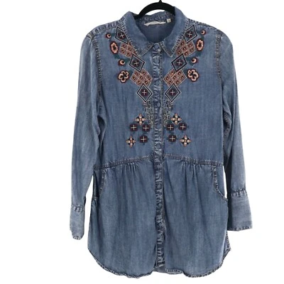 Camisa cambray bordada Soft Surroundings para mujer L azul cabaña moda abuela Foto 1 de 4