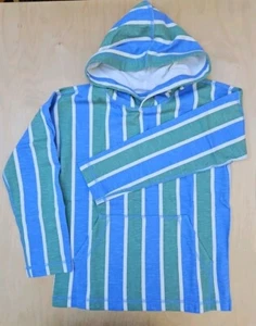 NWT HANNA ANDERSSON GREEN VINTAGE BLUE VERTICAL STRIPED HOODIE 130 8 $56 - Picture 1 of 6