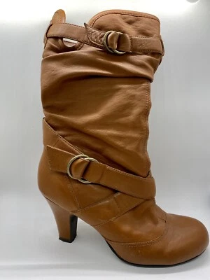 Botas Bakers Talla 6 Cuero Marrón Baja Pantorrilla 3” Hebillas Tacón Estilo Y2K Foto 1 de 4