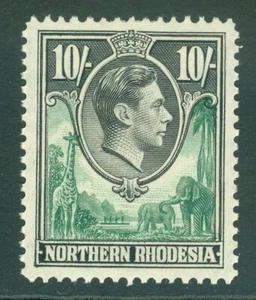 SG 44 Rhodesia del Norte 1938. 10/- verde y negro. Prístino desmontado como nuevo CAT£35 - Imagen 1 de 1