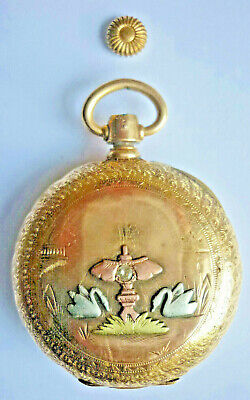 TASCHENUHR ELGIN SAVONETTE GOLD 14 KARAT 585/f. VIERFARBENGOLD UEBER 58 Gramm • 1,985€