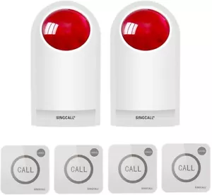 SINGCALL Sirena Estroboscópica Alarma de Pánico Sistema de Alerta SOS 2 Sirenas, 4 Botones de Emergencia - Imagen 1 de 4