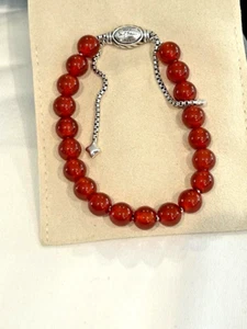 DAVID YURMAN CARNELIAN 8.0mm SPIRITUAL BEAD -w-SIGN.ADJUSTABLE CLASP LK/N-hhe-4 - Picture 1 of 3