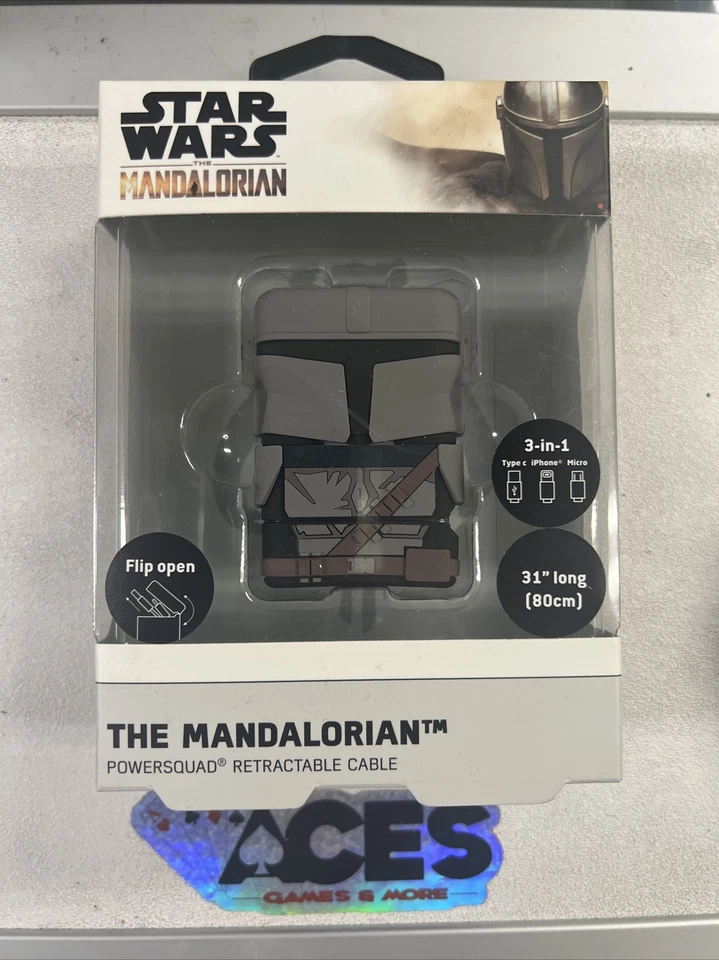 RARE The Mandalorian 3 in One Retractable USB Cable Type C iPhone Micro