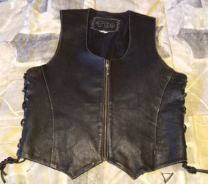 Gilet pelle BIKER TKO XL si adatta come uomo grande vintage INDIA donna unisex R103 - Foto 1 di 17