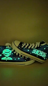 Rare One Piece Anime Hightop Skateboarding Sneakers GLOW IN THE DARK! Size 11 - Picture 1 of 17