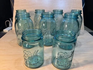Nine Ball Blue Canning Jars c. 1910-1937 - Picture 1 of 19