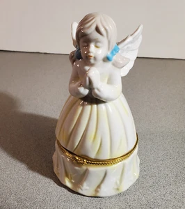 DARLING Ceramic Praying Angel Girl Trinket /Jewelry Box 5-1/2" tall - Picture 1 of 7