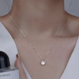 925 Silver Filled Round Crystal Pendant Chain Necklace Womens Jewellery Choker - Picture 1 of 13