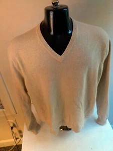 CLUB ROOM 100% 2-fädiger Kaschmir V-Ausschnitt Pullover Pulli GR. LG beige - Bild 1 von 4