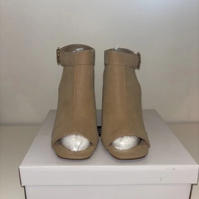 Botines de Tacón Peep Toe de Bambú Talla 10 Desnudo Tostado Neutrales Dorado Y2K Primavera Suma Nuevos con Etiquetas Foto 1 de 4