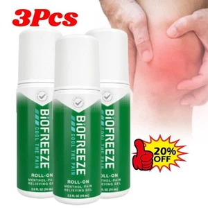 3X Biofreeze Cool The Pain Roll-on Me nthol - Pain Relieving Gel NEW- - Picture 1 of 13