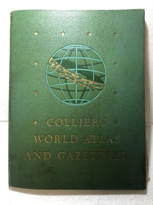 336pg Vintage 1945 Collier's World ATLAS &Gazetteer Collier Book Maps WWI & WWII - Image 1 of 4