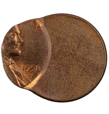 1958 D 1c Wheat 80% Off Center Full Rare Date US Mint Error Lincoln Cent E22 - Image 1 of 2