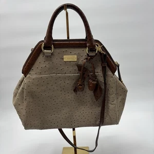 Brahmin Sara Rose Bag White Ostrich Brown Trim. Read Description - Picture 1 of 14