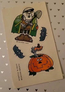 Vintage 80s Hallmark Stickers Stick-r-treat Sniff Monster Breath Scent Halloween - Afbeelding 1 van 3