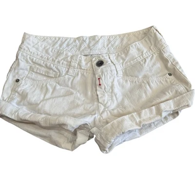 Pantalones cortos de mezclilla blancos con puños dobladillo enrollado cintura 29 Y2K Replay para mujer Foto 1 de 4