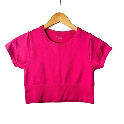Camiseta deportiva Aerie Offline para mujer pequeña rosa recortada elástica ropa deportiva Foto 1 de 4