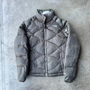 The North Face Women 550 Down Filled Quilted Puffer Jacket Green Full Zip MEDIUM - Picture 1 of 5