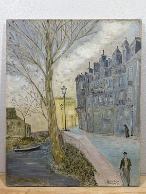Signed Quaid Anjou Paris Impressionist Street Scene Oil Painting - Image 1 of 4